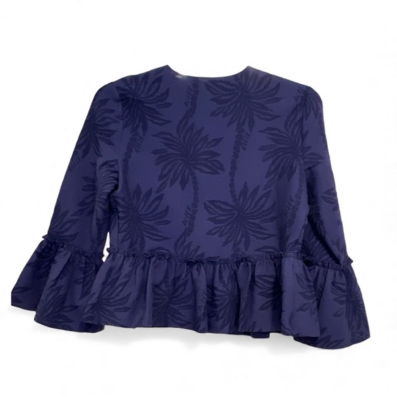Lilly Pulitzer | Shaylee Palm Tree Jacquard Navy Jacket Flare Sleeves Size Small - Picture 6 of 7
